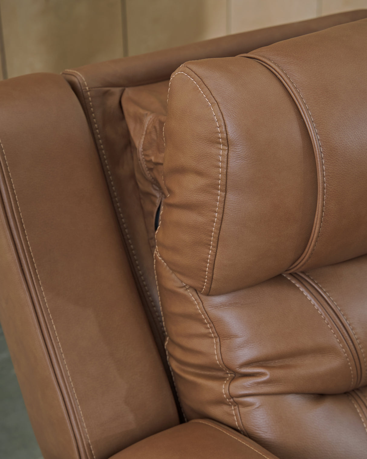 Knightington Caramel Power Reclining Loveseat with Audio Seating from Ashley - Luna Furniture
