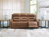 Knightington Caramel Power Reclining Sofa with Audio Seating from Ashley - Luna Furniture