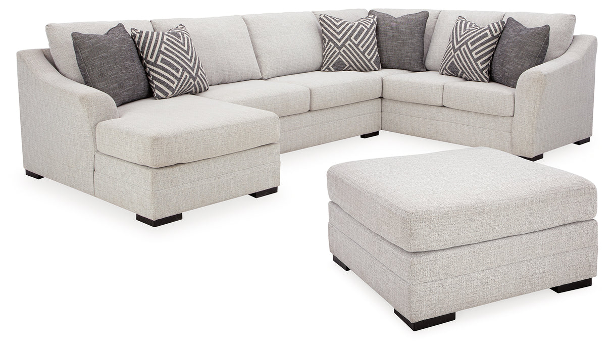 Koralynn 3-Piece Sectional with Ottoman in Stone from Ashley - Luna Furniture