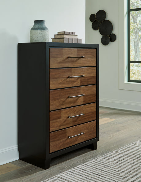 Kraeburn Brown/Black Chest of Drawers from Ashley - Luna Furniture