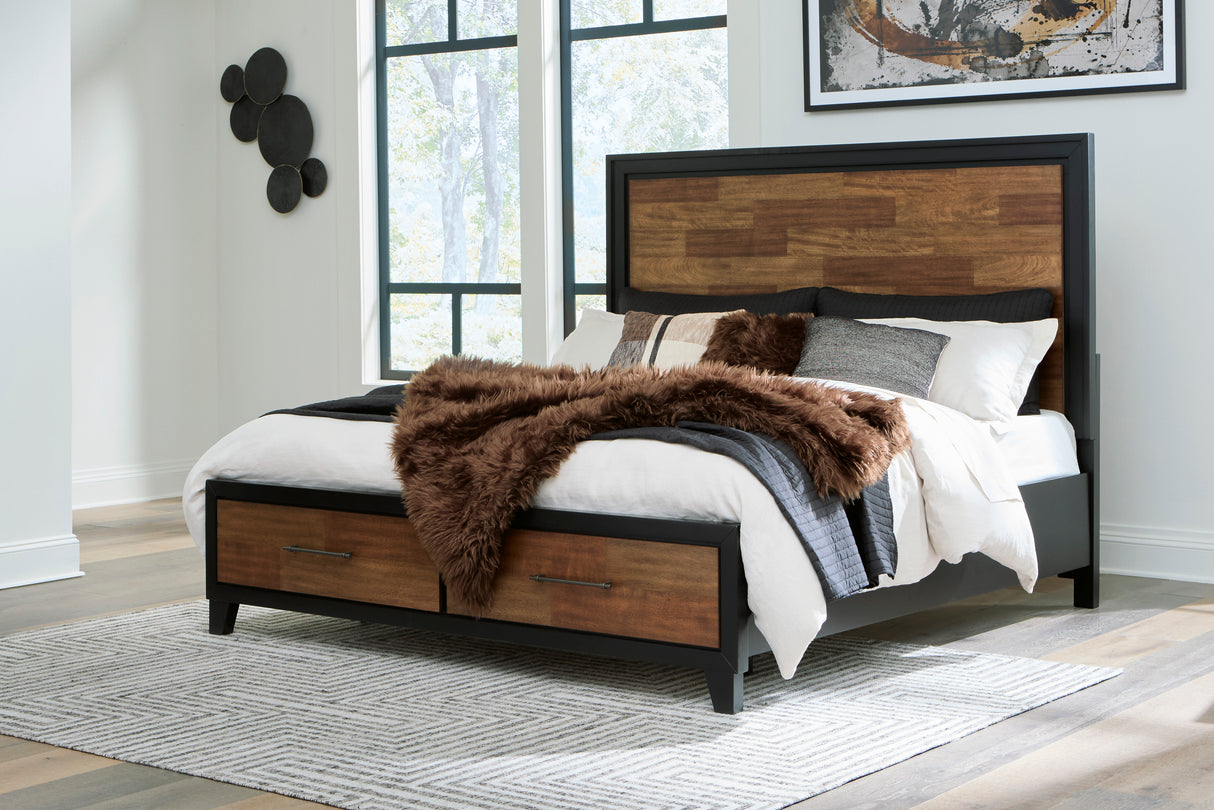 Kraeburn Brown/Black King Storage Panel Bed from Ashley - Luna Furniture