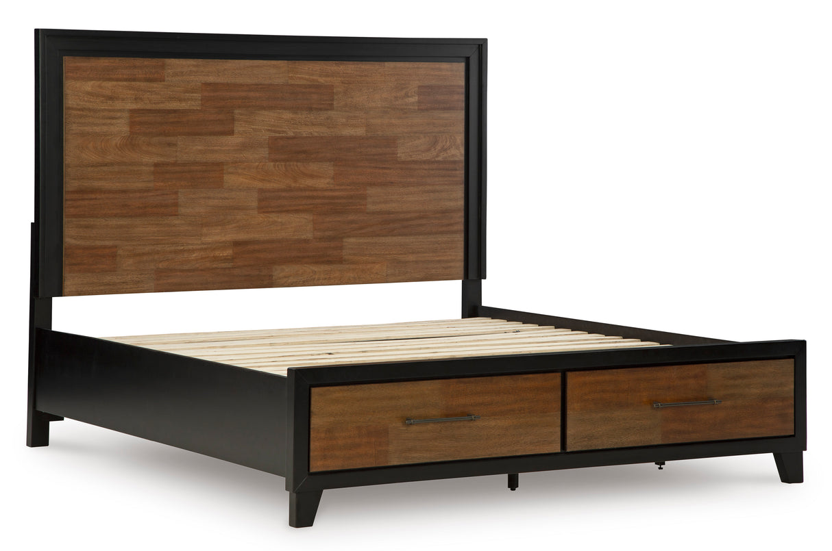 Kraeburn Brown/Black King Storage Panel Bed from Ashley - Luna Furniture