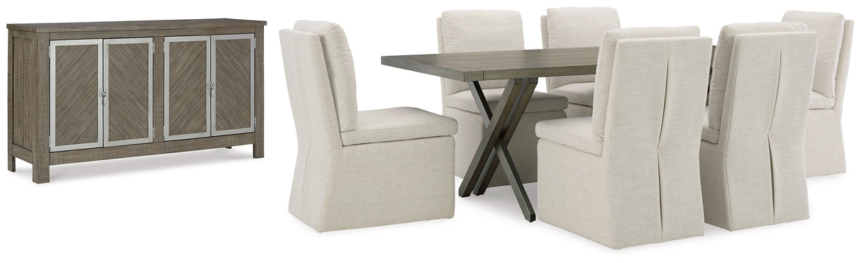 Krystanza Dining Table and 6 Chairs with Storage in Weathered Gray from Ashley - Luna Furniture