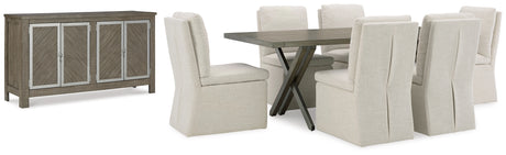Krystanza Dining Table and 6 Chairs with Storage in Weathered Gray from Ashley - Luna Furniture