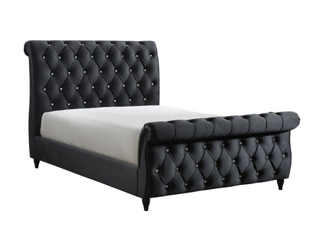 Kyrie Black King Upholstered Bed from Crown Mark - Luna Furniture