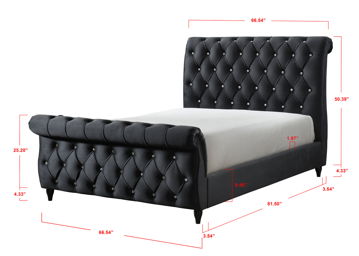 Kyrie Black King Upholstered Bed from Crown Mark - Luna Furniture