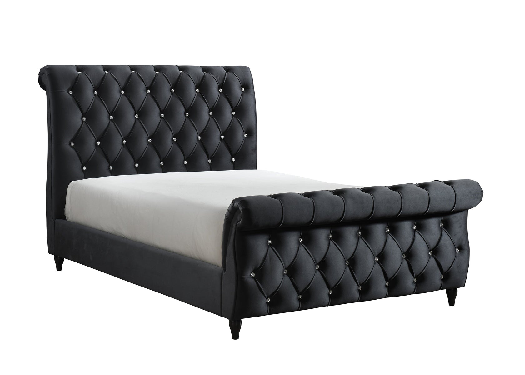 Kyrie Black Queen Upholstered Bed from Crown Mark - Luna Furniture