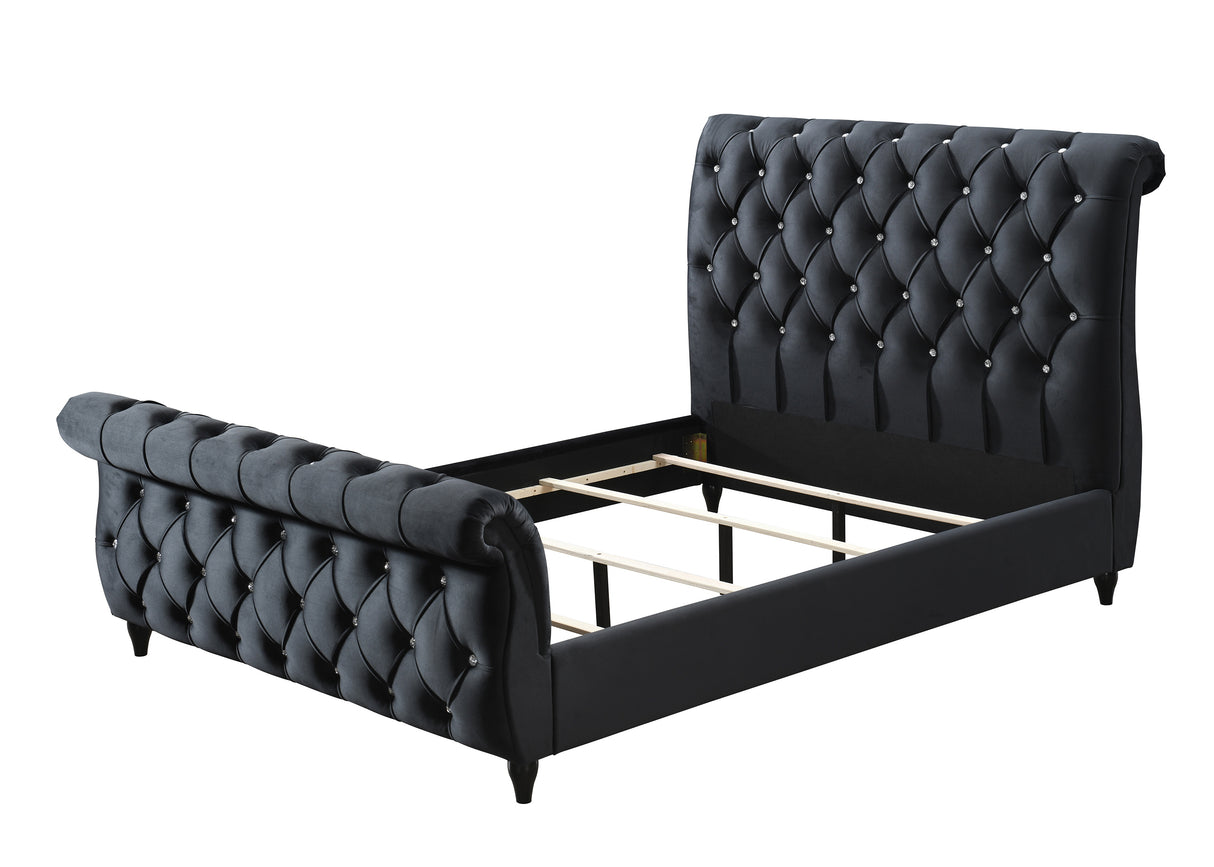 Kyrie Black Queen Upholstered Bed from Crown Mark - Luna Furniture