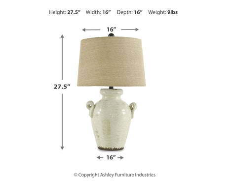 Emelda Cream Table Lamp from Ashley - Luna Furniture