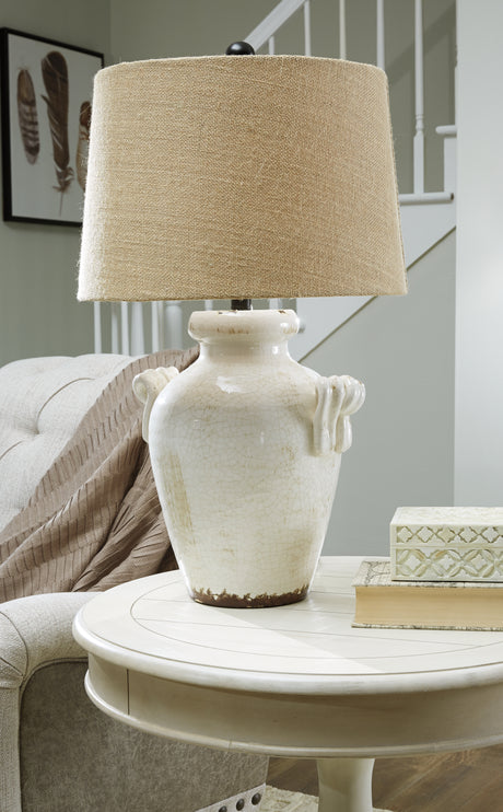 Emelda Cream Table Lamp from Ashley - Luna Furniture