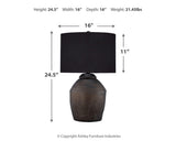 Naareman Metallic Black 2-Piece Table Lamp Set from Ashley Furniture - Luna Furniture