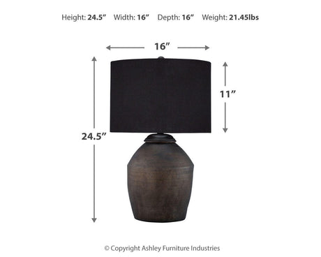 Naareman Metallic Black 2-Piece Table Lamp Set from Ashley Furniture - Luna Furniture