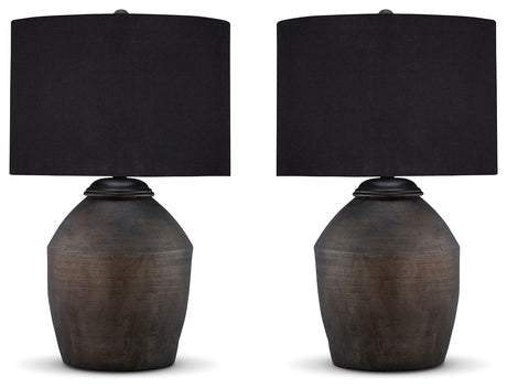 Naareman Metallic Black 2-Piece Table Lamp Set from Ashley - Luna Furniture