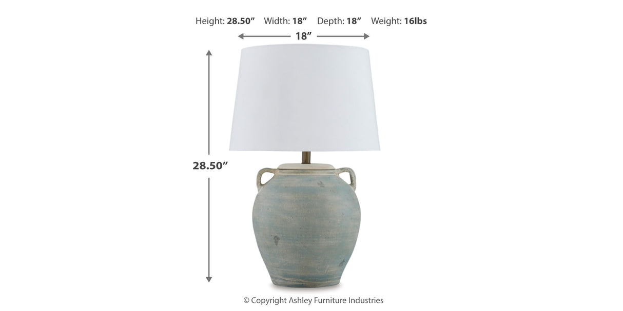 Shawburg 2-Piece Table Lamp Set in Antique Green from Ashley Furniture - Luna Furniture