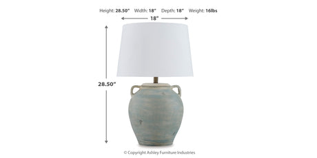 Shawburg 2-Piece Table Lamp Set in Antique Green from Ashley Furniture - Luna Furniture