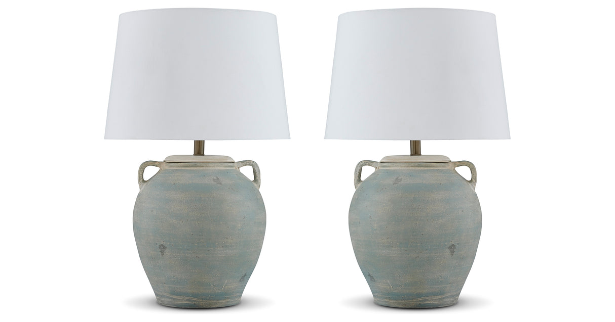 Shawburg 2-Piece Table Lamp Set in Antique Green from Ashley Furniture - Luna Furniture