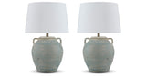 Shawburg 2-Piece Table Lamp Set in Antique Green from Ashley Furniture - Luna Furniture