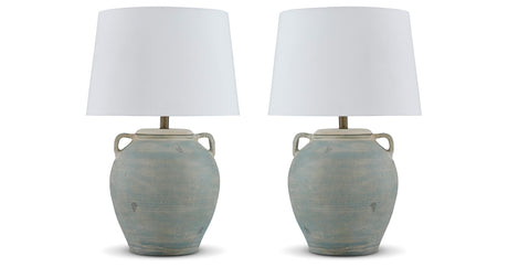 Shawburg 2-Piece Table Lamp Set in Antique Green from Ashley Furniture - Luna Furniture
