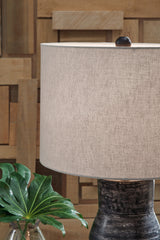Kerbert 2-Piece Table Lamp Set in Distressed Black from Ashley - Luna Furniture