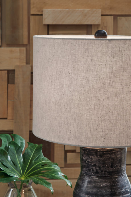Kerbert 2-Piece Table Lamp Set in Distressed Black from Ashley - Luna Furniture