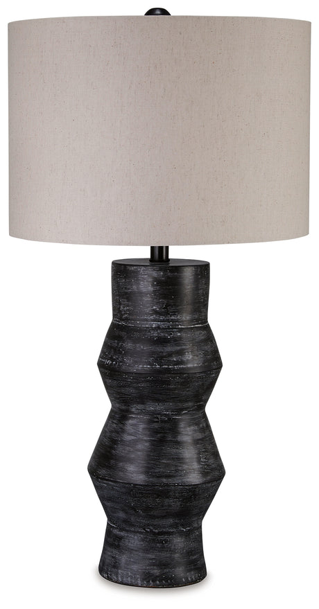 Kerbert 2-Piece Table Lamp Set in Distressed Black from Ashley - Luna Furniture