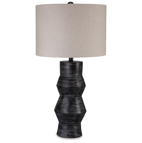 Kerbert 2-Piece Table Lamp Set in Distressed Black from Ashley Furniture - Luna Furniture