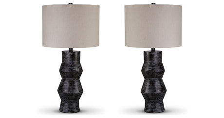 Kerbert 2-Piece Table Lamp Set in Distressed Black from Ashley Furniture - Luna Furniture