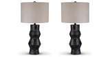 Kerbert 2-Piece Table Lamp Set in Distressed Black from Ashley - Luna Furniture