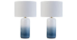 Lemrich 2-Piece Table Lamp Set in White/Teal from Ashley - Luna Furniture