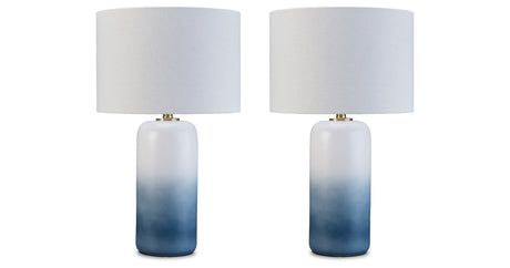 Lemrich 2-Piece Table Lamp Set in White/Teal from Ashley - Luna Furniture