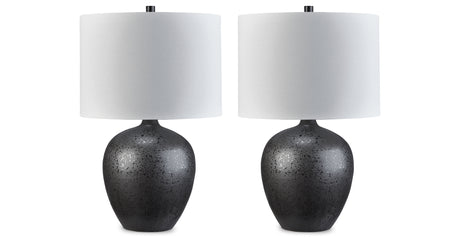 Ladstow 2-Piece Table Lamp Set in Black from Ashley - Luna Furniture