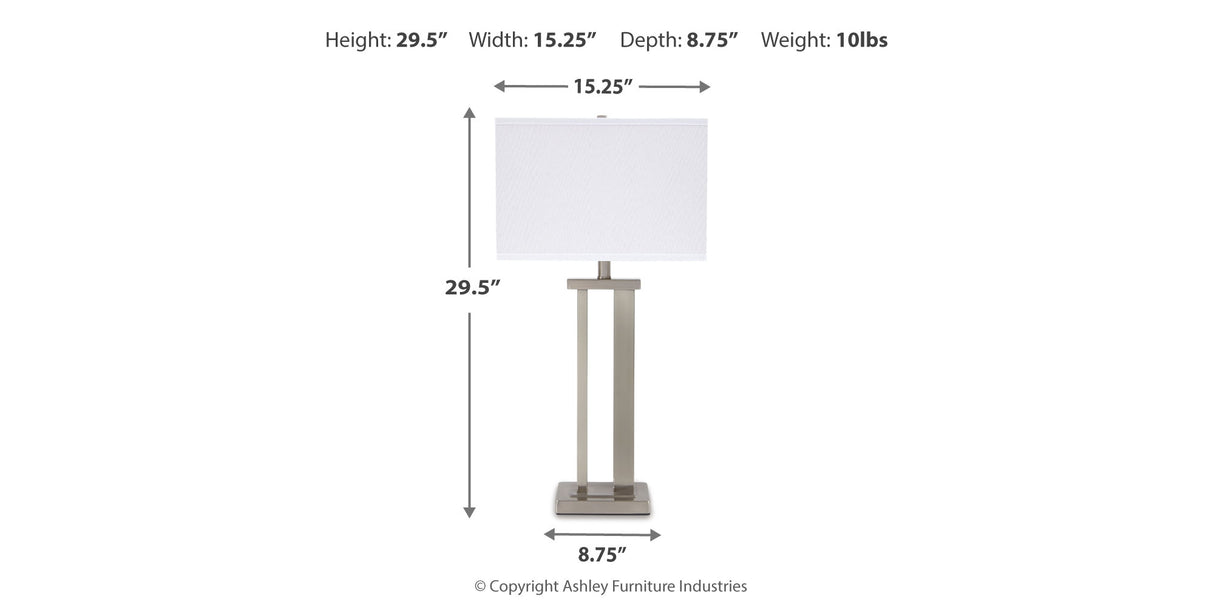 Aniela Silver Finish Table Lamp from Ashley - Luna Furniture