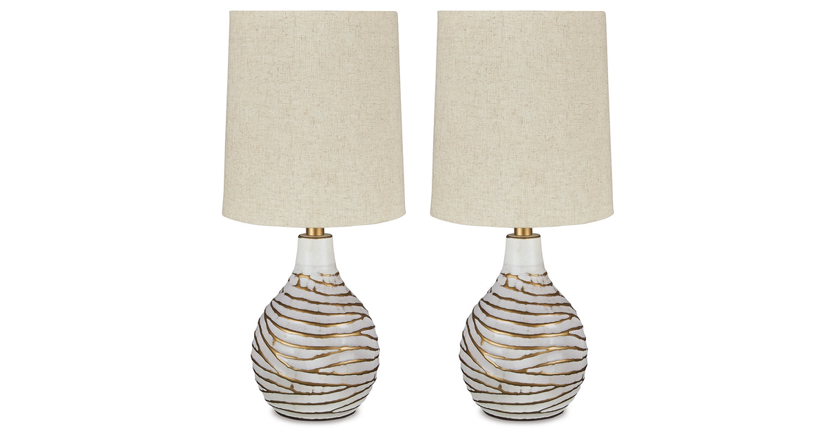 Aleela White/Gold Finish Table Lamp (Set of 2) from Ashley - Luna Furniture