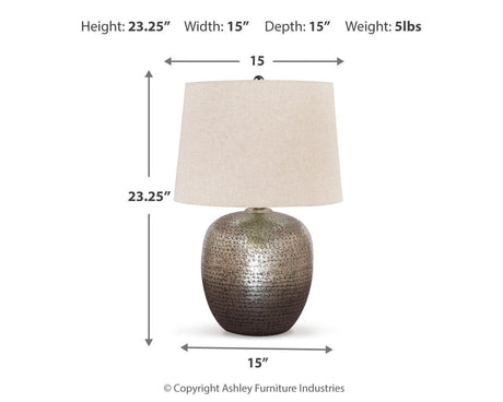 Magalie Antique Silver Finish Table Lamp from Ashley Furniture - Luna Furniture