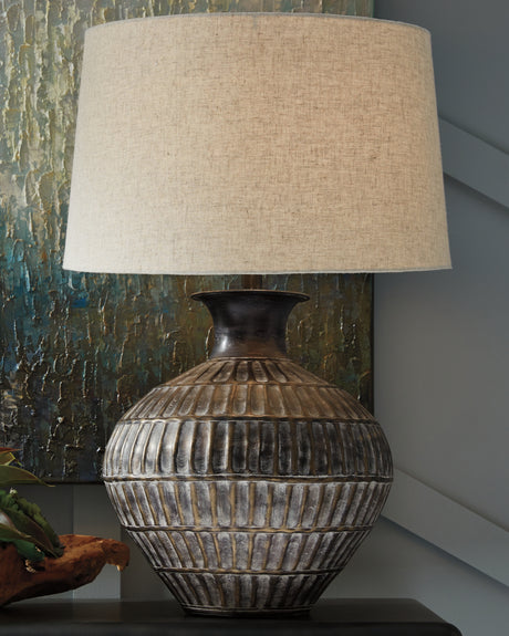 Magan Antique Bronze Finish Table Lamp from Ashley - Luna Furniture