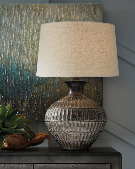 Magan Antique Bronze Finish Table Lamp from Ashley - Luna Furniture