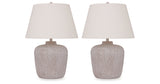 Danry 2-Piece Table Lamp Set in Distressed Cream from Ashley Furniture - Luna Furniture