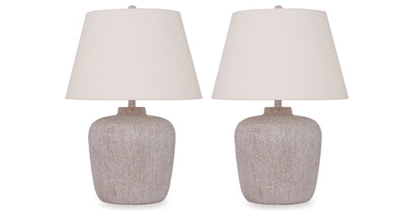 Danry 2-Piece Table Lamp Set in Distressed Cream from Ashley - Luna Furniture