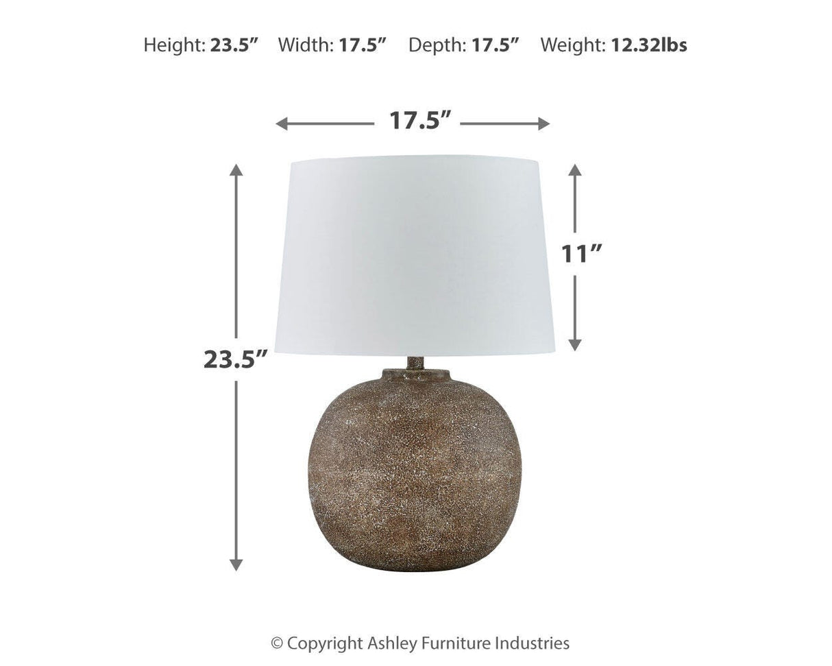 Neavesboro Antique Brown/White 2-Piece Table Lamp Set from Ashley Furniture - Luna Furniture