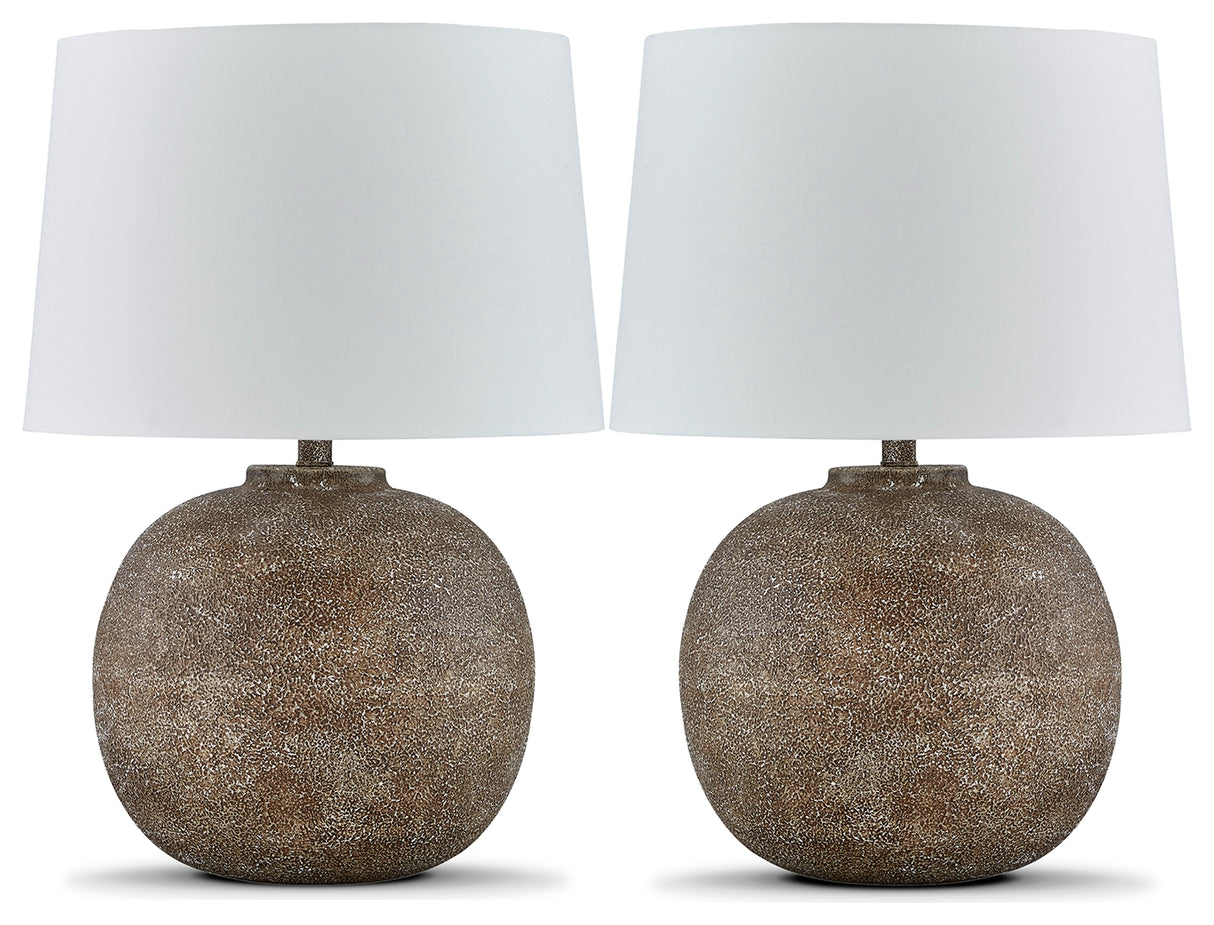 Neavesboro Antique Brown/White 2-Piece Table Lamp Set from Ashley - Luna Furniture