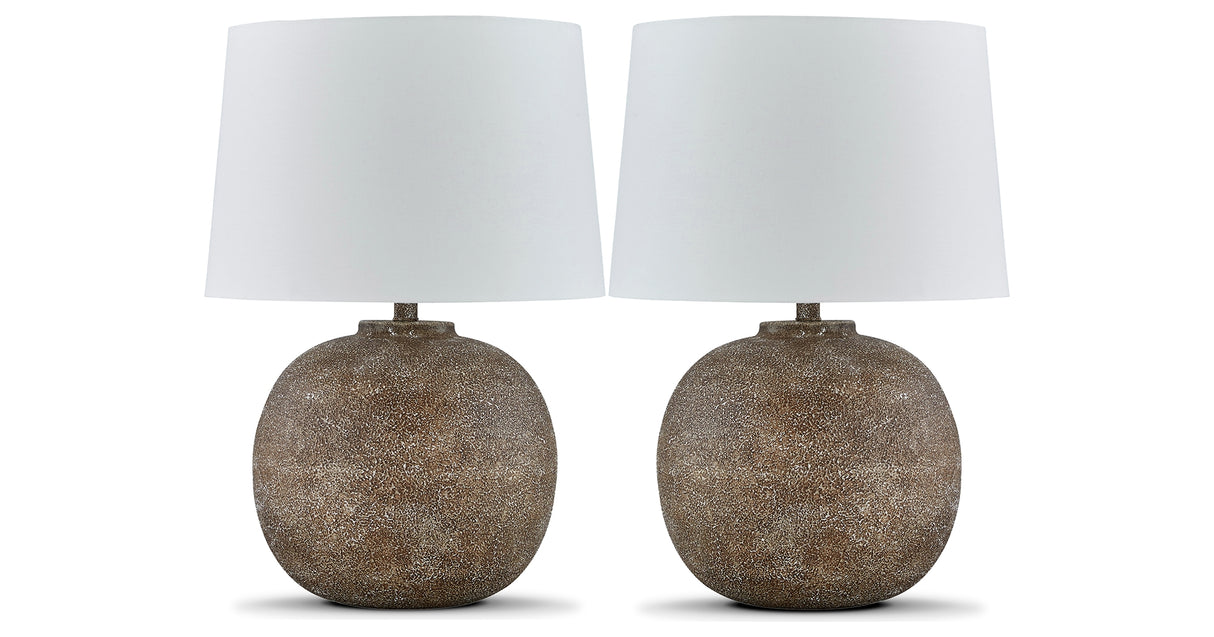 Neavesboro Antique Brown/White 2-Piece Table Lamp Set from Ashley Furniture - Luna Furniture