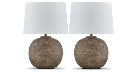 Neavesboro Antique Brown/White 2-Piece Table Lamp Set from Ashley Furniture - Luna Furniture