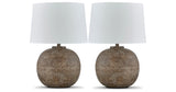 Neavesboro 2-Piece Table Lamp Set in Antique Brown/White from Ashley Furniture - Luna Furniture