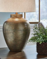 Madney 2-Piece Table Lamp Set in Antique Gold Finish from Ashley - Luna Furniture