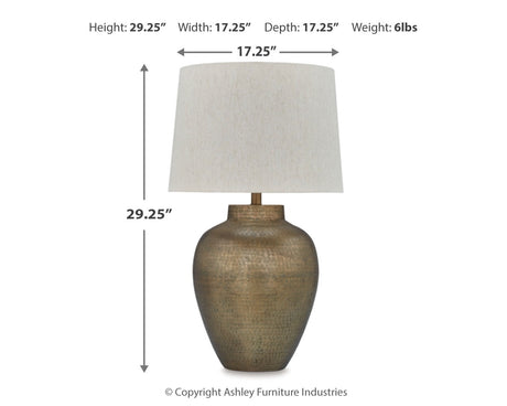 Madney 2-Piece Table Lamp Set in Antique Gold Finish from Ashley - Luna Furniture