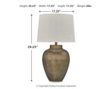 Madney 2-Piece Table Lamp Set in Antique Gold Finish from Ashley Furniture - Luna Furniture