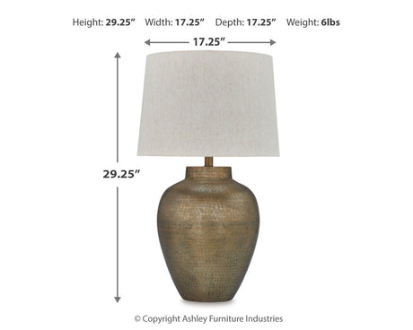 Madney 2-Piece Table Lamp Set in Antique Gold Finish from Ashley Furniture - Luna Furniture