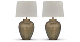 Madney 2-Piece Table Lamp Set in Antique Gold Finish from Ashley Furniture - Luna Furniture