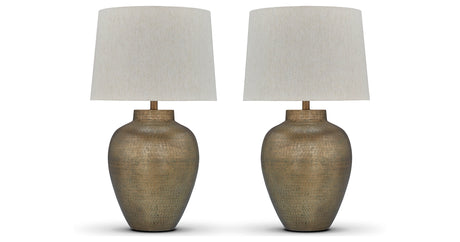 Madney 2-Piece Table Lamp Set in Antique Gold Finish from Ashley Furniture - Luna Furniture