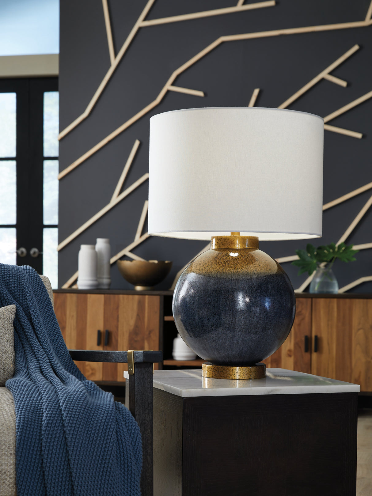 Adara Blue/Gold Finish Table Lamp from Ashley - Luna Furniture
